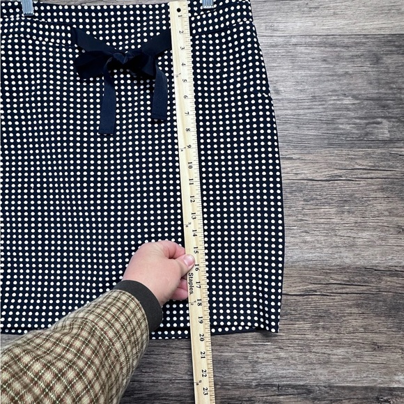 The Limited White and Blue Tie Front Polka Dot Mini Pencil Skirt - Picture 2 of 6